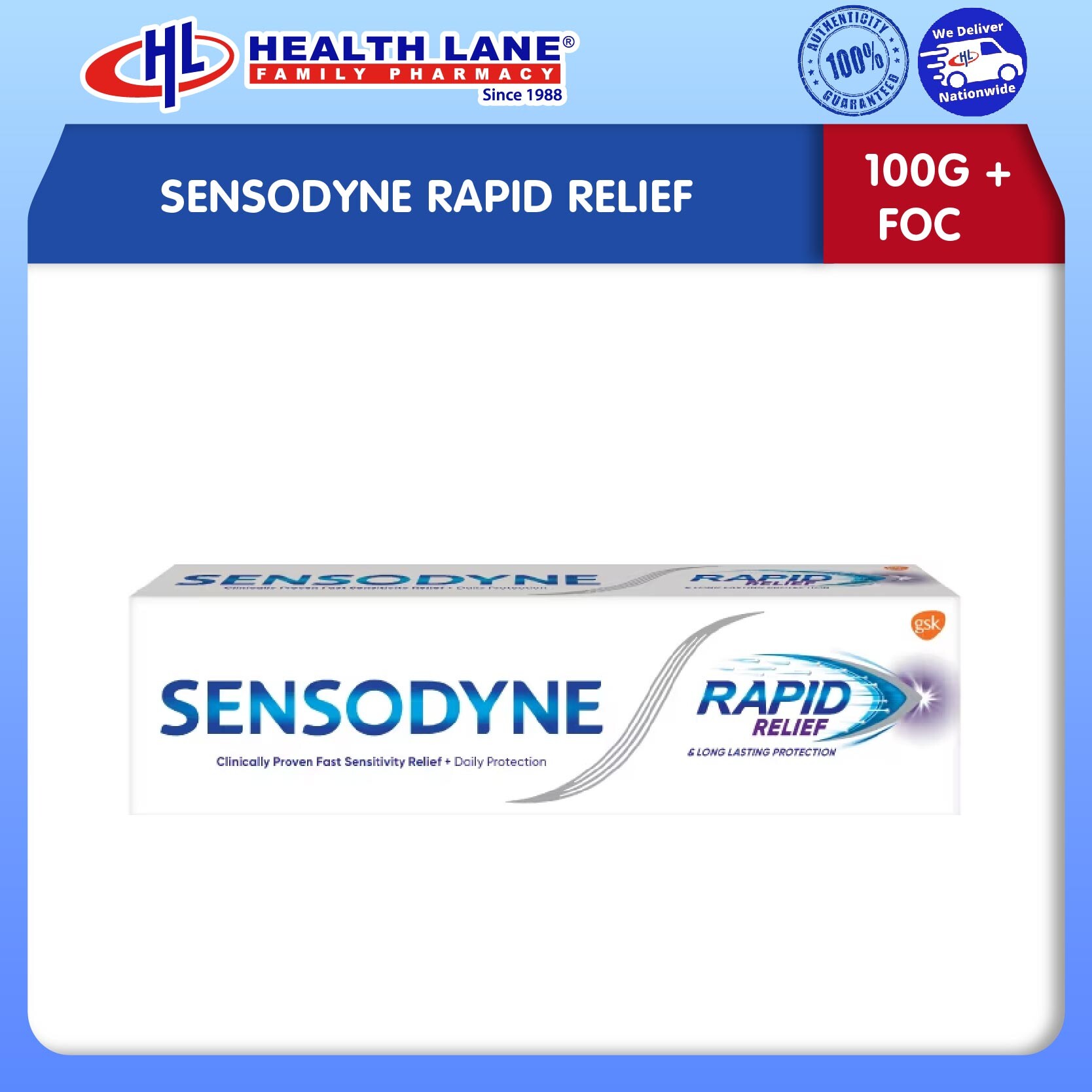 SENSODYNE RAPID RELIEF 100G+FOC